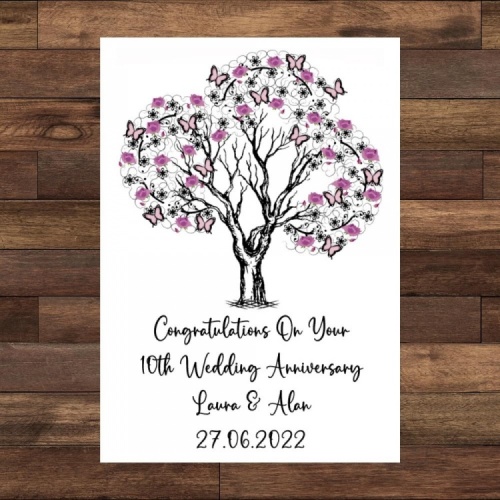 Personalised Butterfly Tree Wedding Anniversary Card
