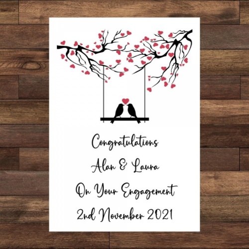 Personalised Congratulations On Your Engagement Card - Love Birds