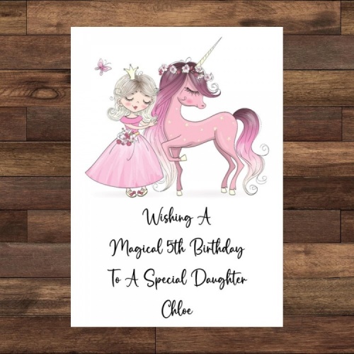 Personalised Princess & Unicorn Birthday Card
