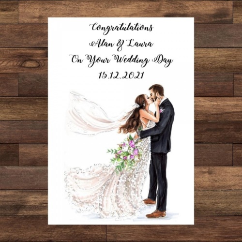 Personalised Congratulations On Your Wedding Day Couple Kissing Card