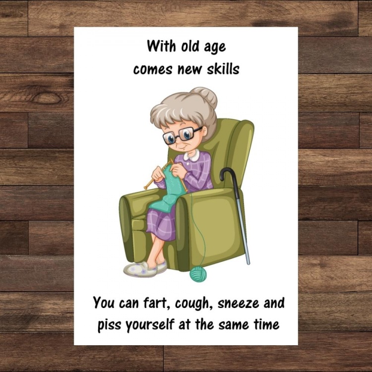 Old Age New Skills Birthday Card