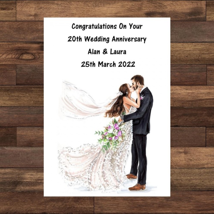 Personalised Couple Kissing Wedding Anniversary Card