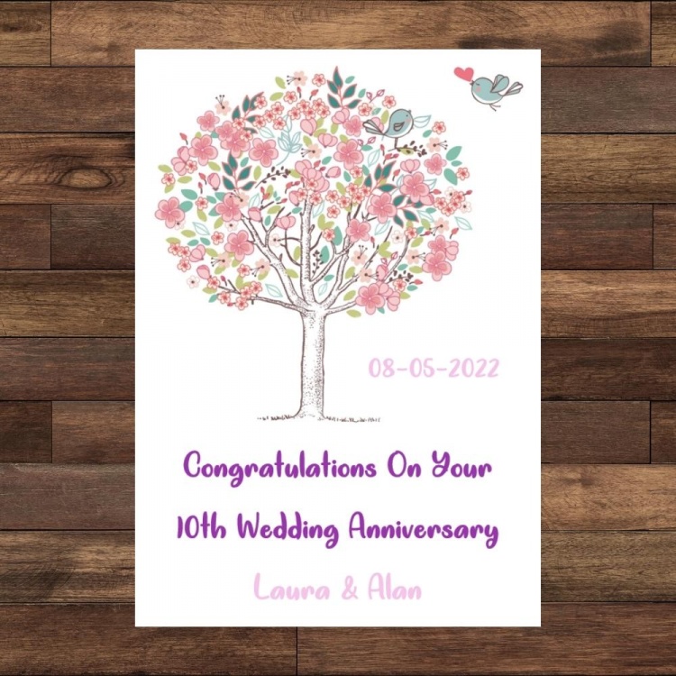 Personalised Floral Tree Wedding Anniversary Card