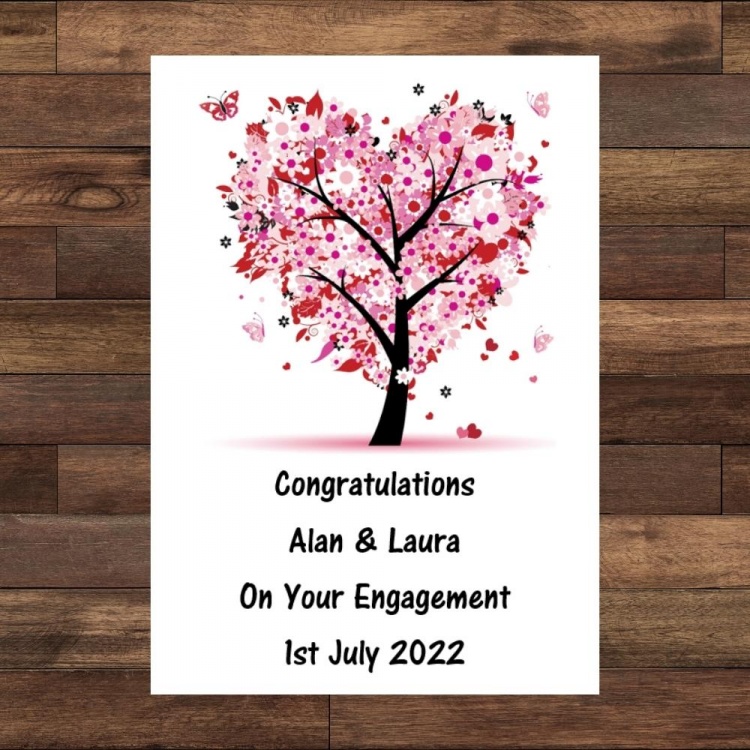 Personalised Congratulations On Your Engagement Card - Floral Butterfly Tree