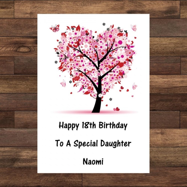 Personalised Floral Butterfly Tree Birthday Card