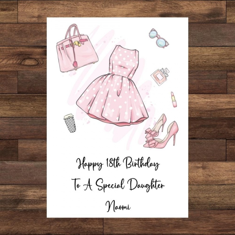 B1 Choose the Name And Age Personalised Woman Girl Dress Birthday Card 