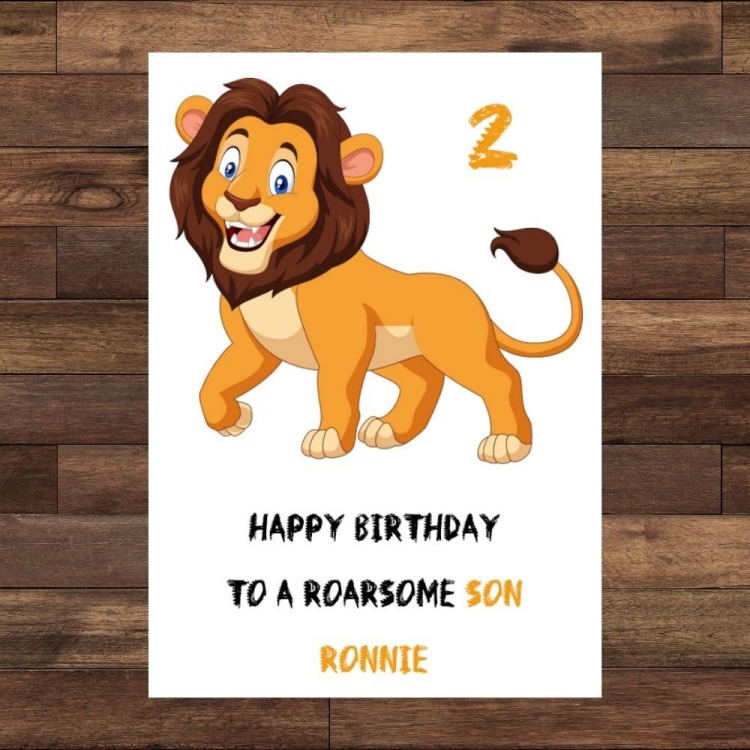 Personalised Lion Birthday Card