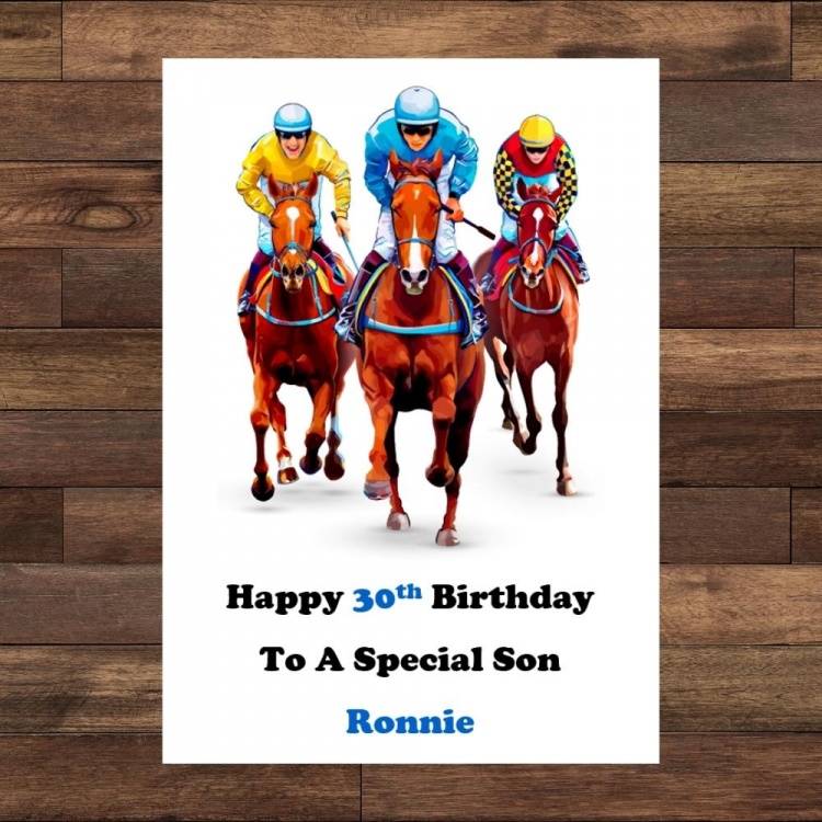 Personalised Horse Racing Birthday Card