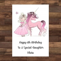 Personalised Princess & Unicorn Birthday Card